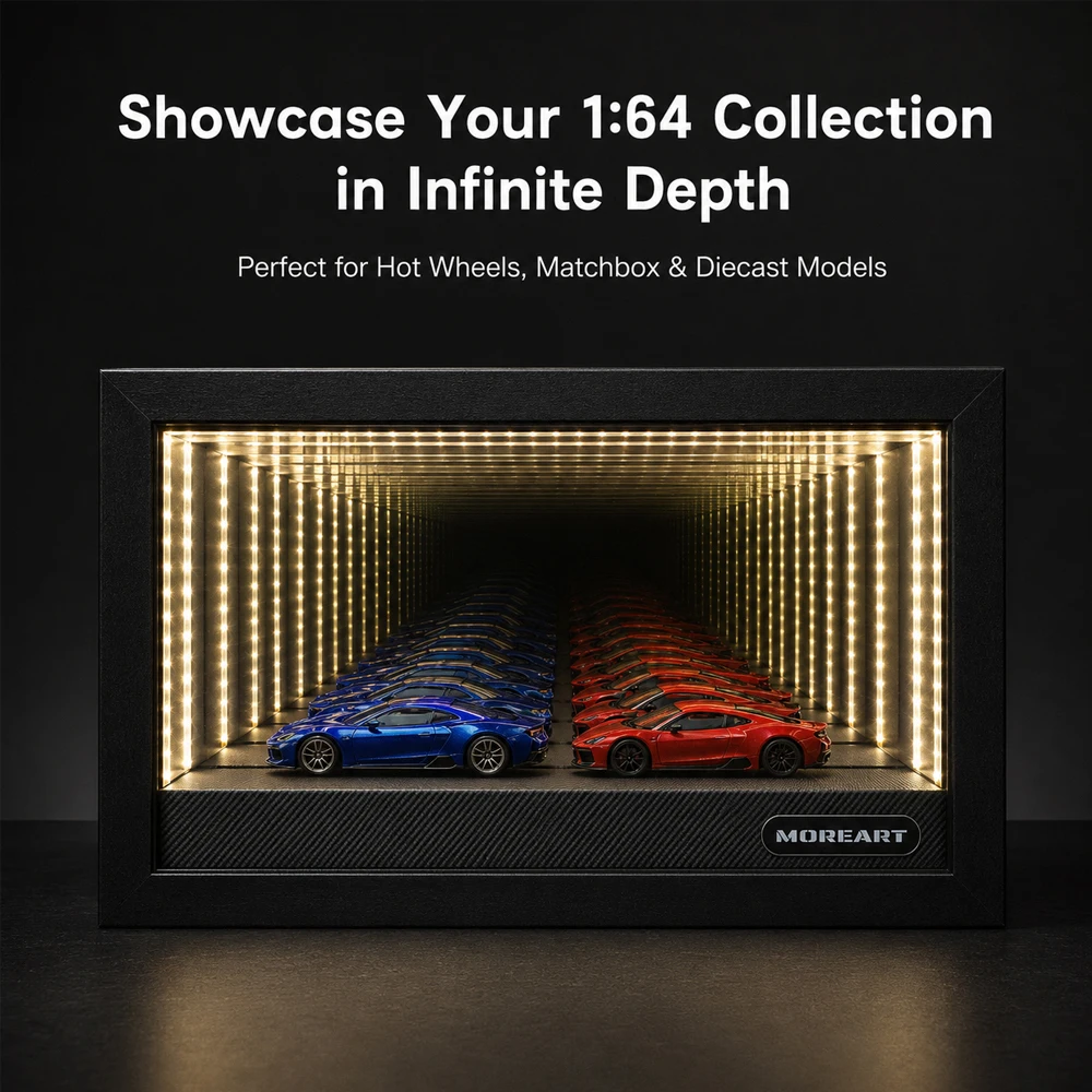 Diorama 1: 64 Die-cast Car Display Case, Dust-proof Storage Box for Model Cars,Mirrored Garage Display Case,Desk Ornaments&Toy
