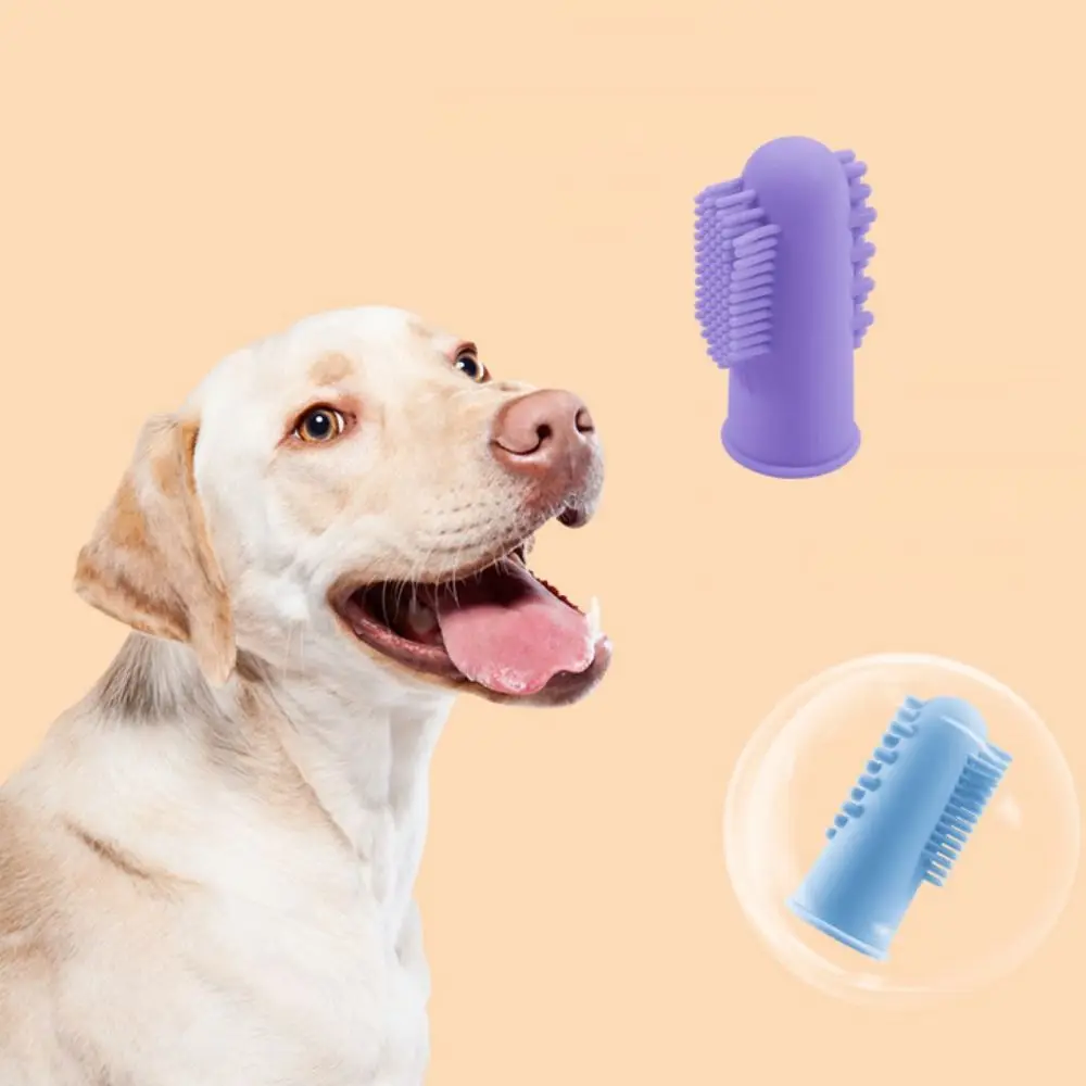 Silicone Pet Finger Toothbrush Soft 360° Cleaning Cats Mouth Cleaner Bite Resistant Pet Oral Cleaning Toothbrush for Cats Dogs