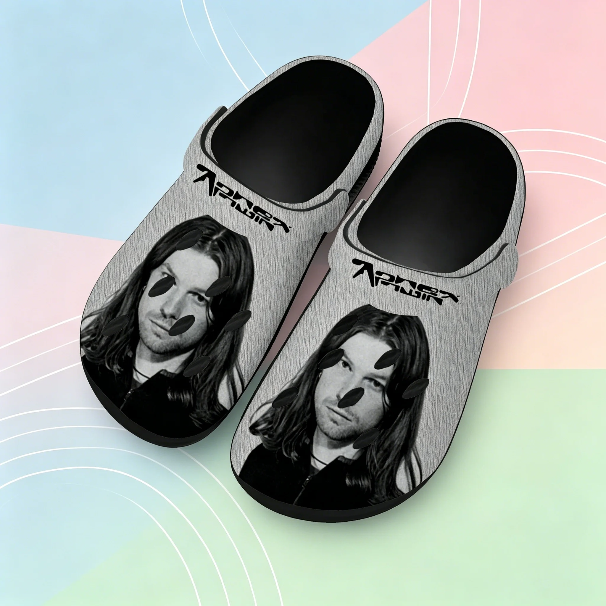 Aphex Twin Electronic Music Mixer Unisex Hollow Clogs, 3D All Over Print Breathable Non-Slip Lightweight Summer Garden Beach Poo view 2