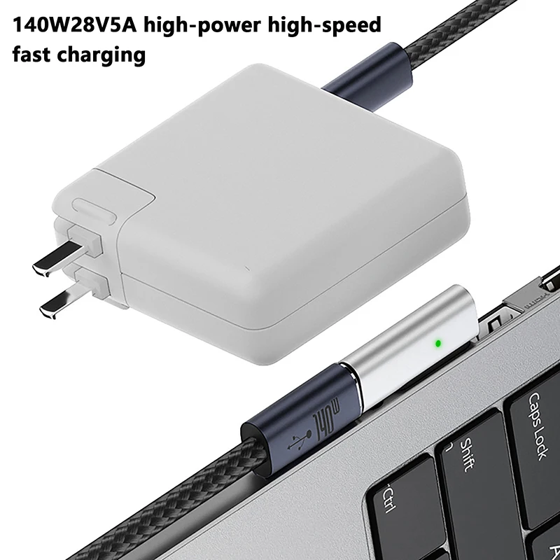 140 Adapter magnetyczny typu C do Apple Magsafe 1/2/3 do MacBook Air Pro 90 stopni łokieć USB C żeński konwerter szybkiego ładowania