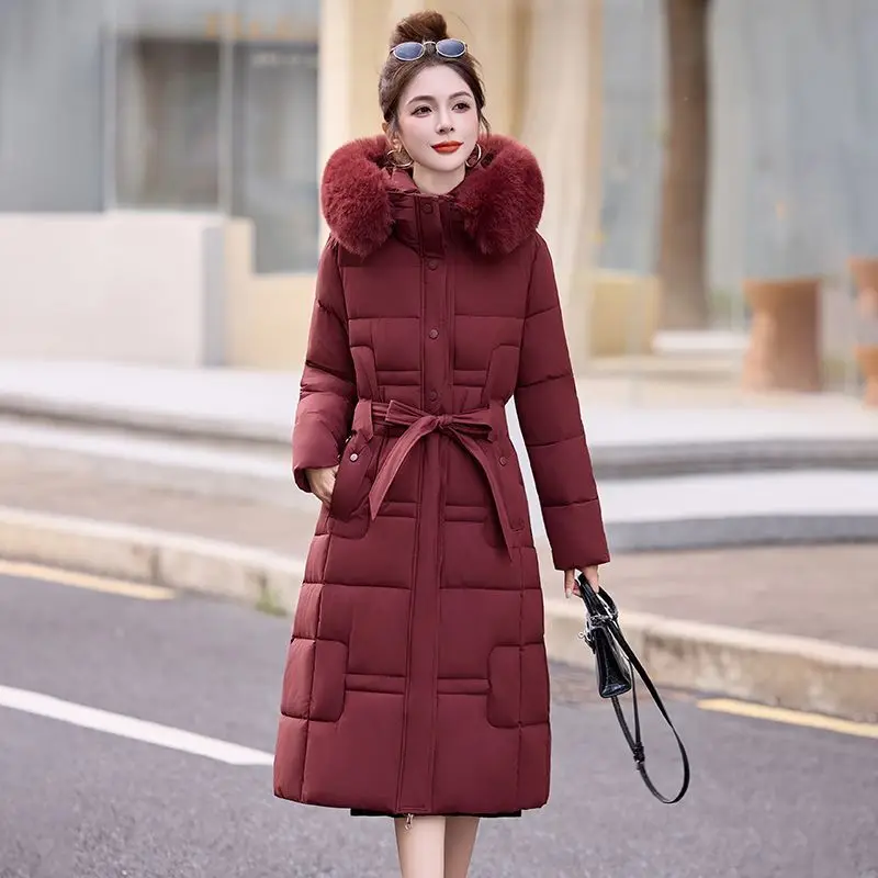 

Winter New Women's Down Cotton Jacket Commuter Hoodie Slim Fit Warm Strap Pike Coat