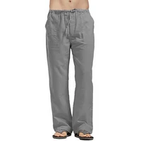 Pantalon long pour homme, léger, avec cordon de serrage et poches, pantalon décontracté à jambe droite confortable pour l'été et la plage 4