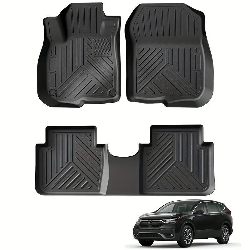 

CR-V 2017-2022 Custom-Fit TPE Floor Liners - All-Weather, Full-Set Coverage, Durable & Easy to Clean, Black