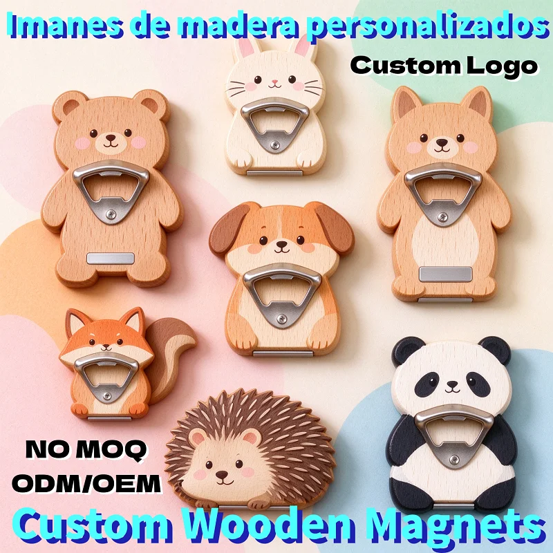Custom 3D Wooden Fridge Magnets With Magnets Bar Engraved Fridge Opener Decoration Laser Engraved Souvenir Decoration Gift Decor
