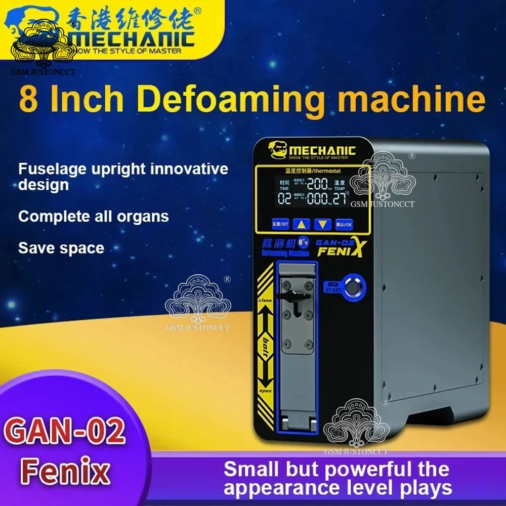 

MECHANIC GAN-02 FENIX Universal Defoaming Machine With CNC Voltage Control 8-Inch LCD Display One-Button Start Defoaming Tool