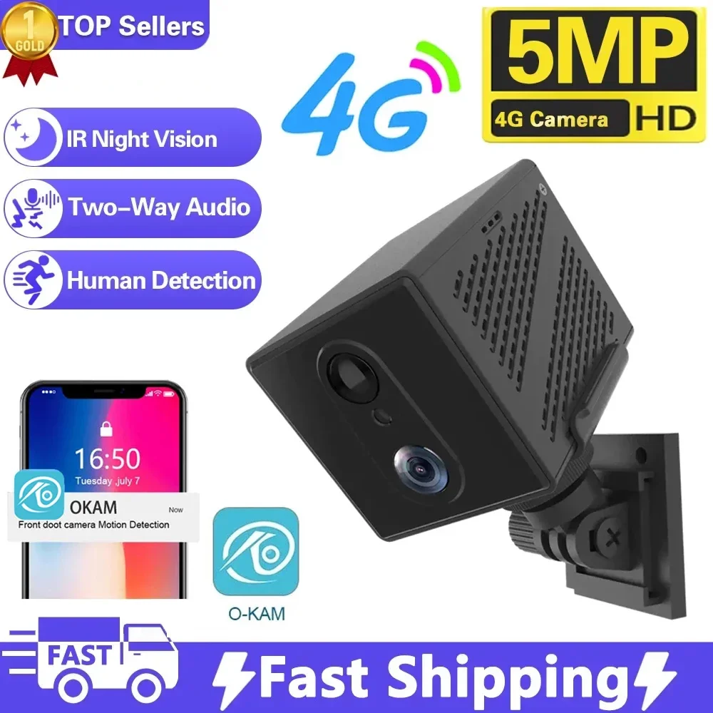 

Mini 4G WIFI Security Camera SIM Card or Wifi 5MP Survalance IP Camera 3000 mAh Big Battery Low Power Voice Intercom CCTV Camera