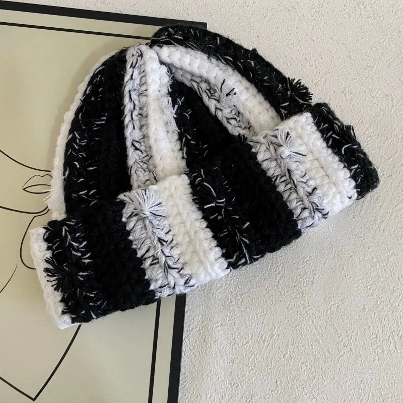 Men’s and Women’s Fashionable, Warm, Unique Handmade Rainbow Knotted Knit Yarn Hats – Winter Knit Beanie Hats