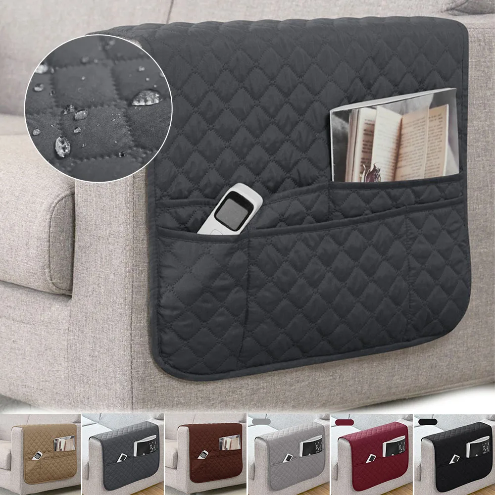 

Cover for Sofa Armrest Waterproof Protector with Pockets Removable Anti-dirty Couch Chair Arm Slipcovers for Living Room Home