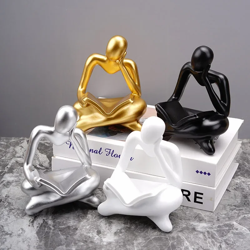 Vilead Nordic Abstract Reading Book Statue Resin Figurine Office Home Decoration Desktop Decor Handmade Crafts Sculpture Modern