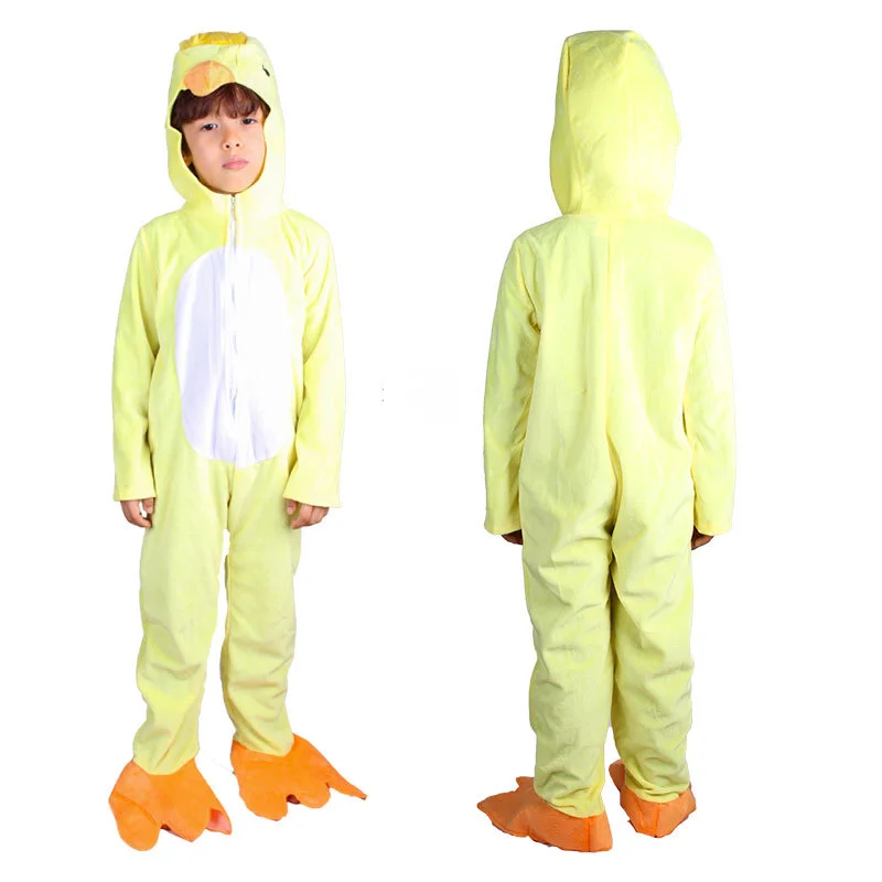 2024 Children's Cosplay Duckling Costume Holiday Party Funny Jumpsuits Set Cute School Stage Performance Stage Clothes Halloween