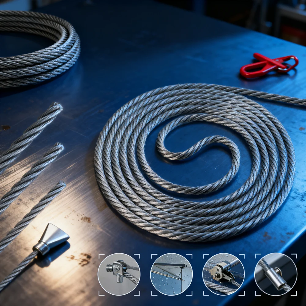 1PCS 304 Stainless Steel Wire Rope 7x19 Structure Anti-Corrosion Anti-Rust Lifting Cable for Home Improvement 1.5-3mm Diameter