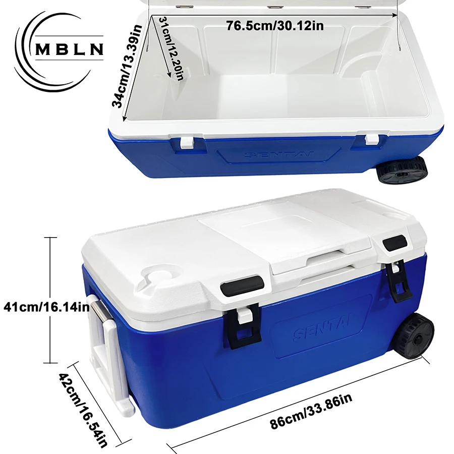 MBLN 80L Fishing Cooler Box Portable Incubator High-Capacity Keep Cold/Thermal Outdoor Fishing Camping Storage Case