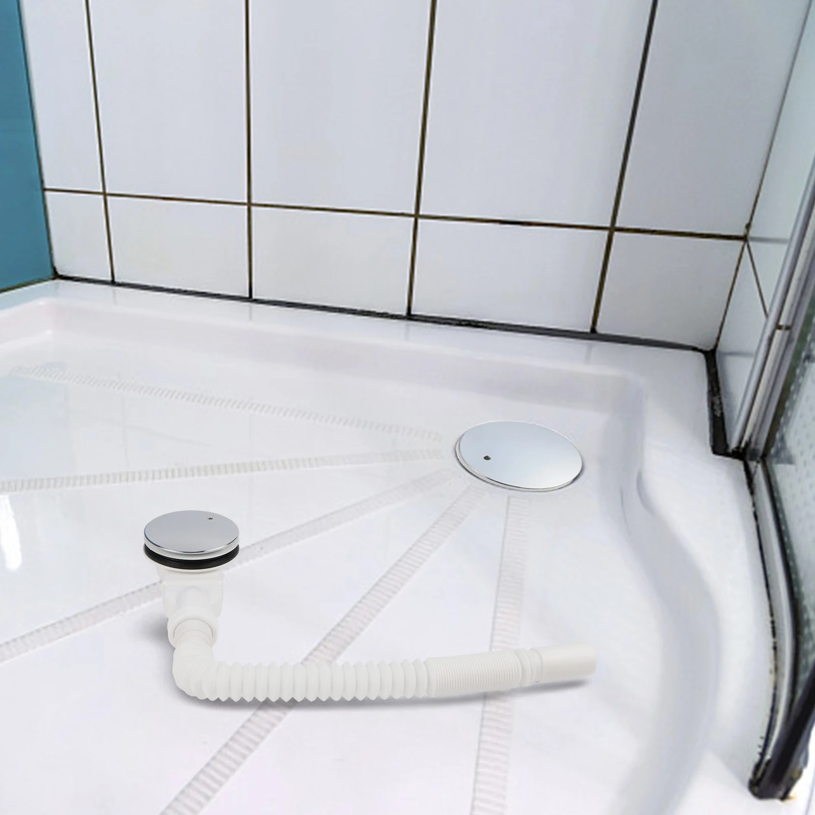 Shower Tray Drain Waste Trap with 90mm Diameter for Slimline Bathroom Shower Enclosures to Avoid Water Spillage