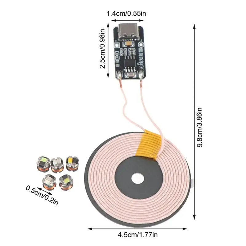 TYPE-C 5V Wireless Power Transmitter And Receiver Inductive Coil Kit For LED Lighting Systems Maker Labs Project