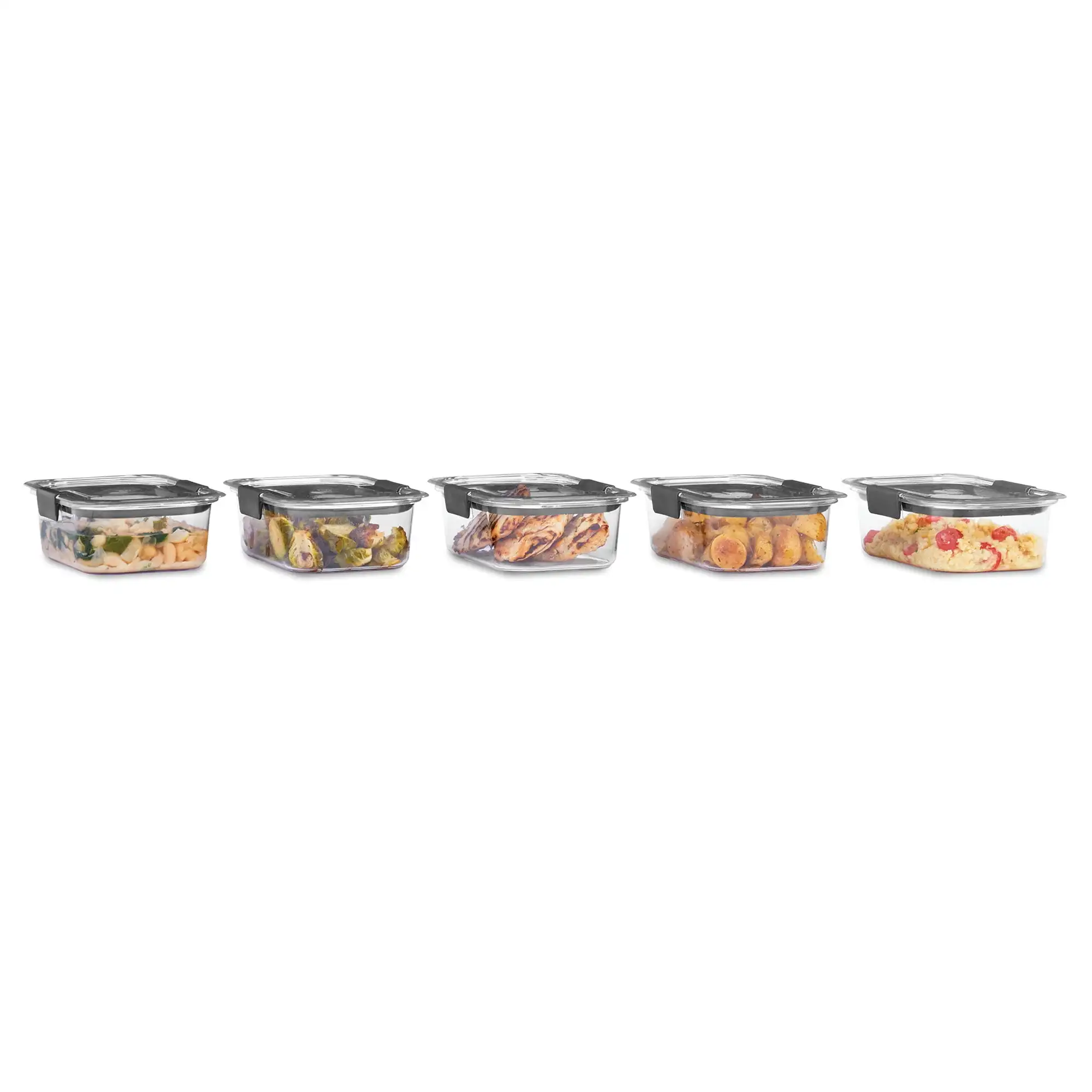 Rubbermaid-BPA-Free Plastic Food Storage Container, Clear Clear Container, Médio, 3.2 Cup, 5-Pack