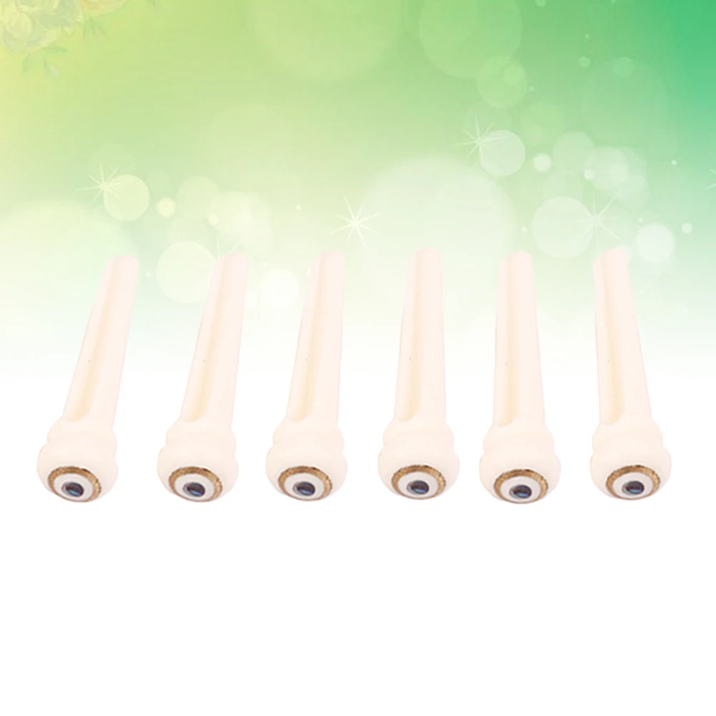 

6pcs Bone Guitar Bridge Pins Brass Shell Dot For Acoustic Folk Guitar String Replacement Puller Extractor