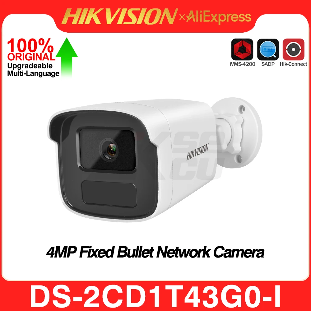 Hikvision Original 4MP IP Camera DS-2CD1T43G0-I H.265+ 50m IR IP67 WDR POE Video Surveillance IPC