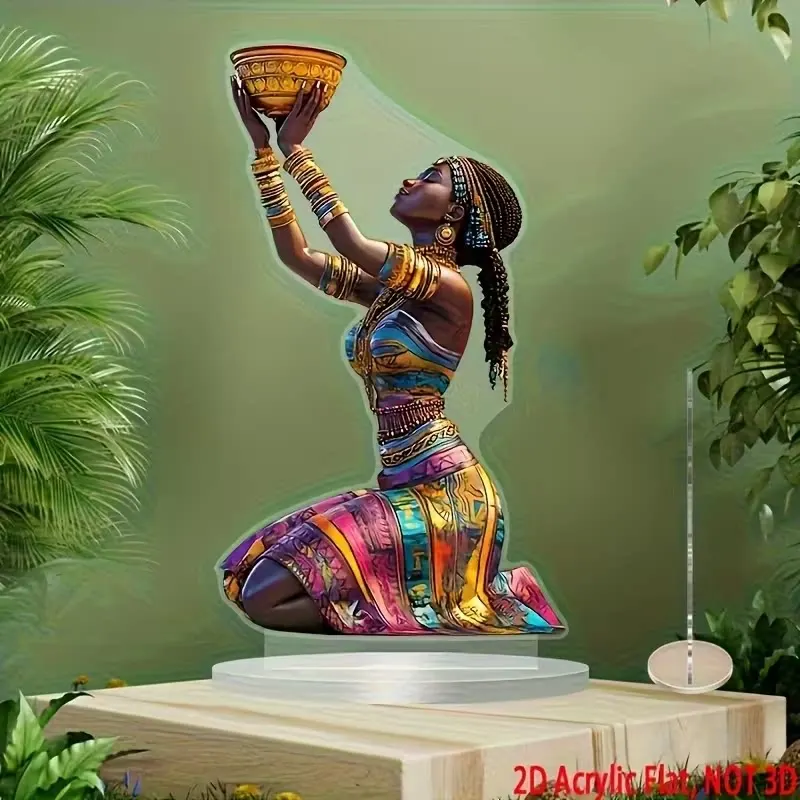 African women's art ornament color abstract pattern acrylic flat with base home book desktop decoration