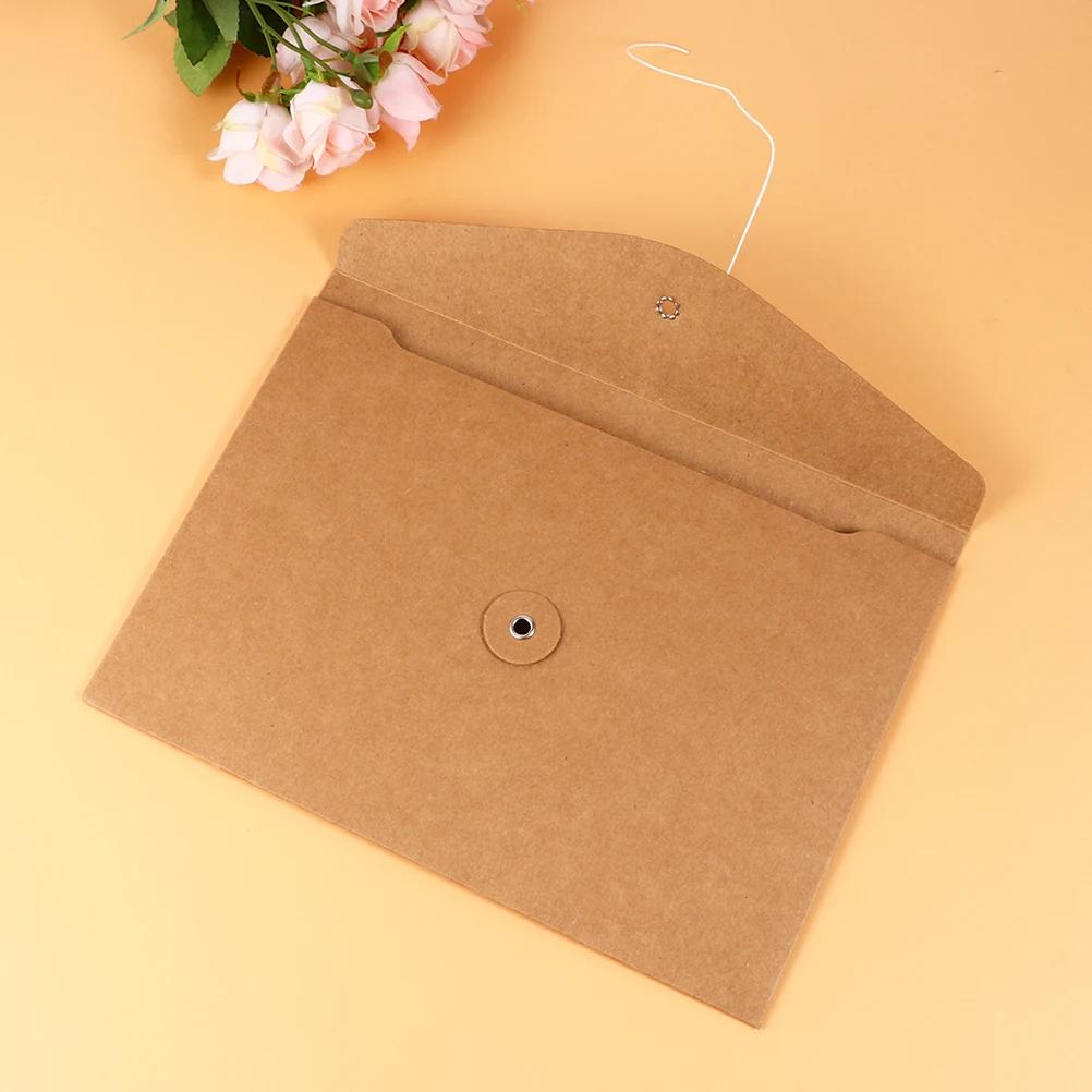 

10pcs Kraft Paper File Bags A4 Document Storage Organizer Envelope Pouches Brown Cardboard Folders For Work Home Office