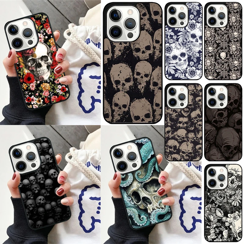 Horror Skull Gothic Cover For iPhone 16 13 14 15 Pro Max 12 Mini 11 15 Pro Max 6 7 8 Plus Max SE 2020 Phone Case