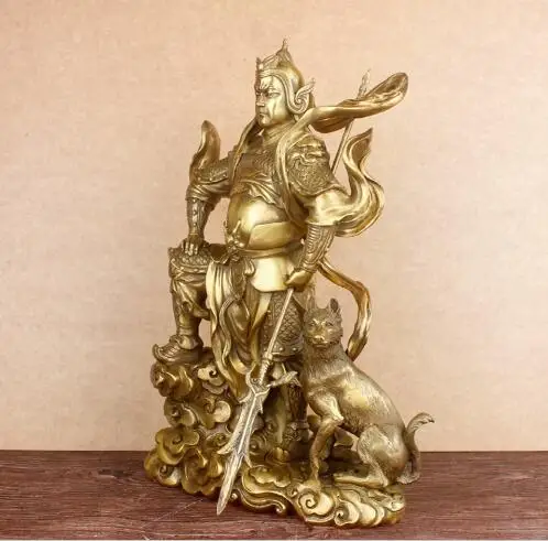 Pure copper Erlang Zhenjun Statue craft home tabletop, living room cabinet ornaments