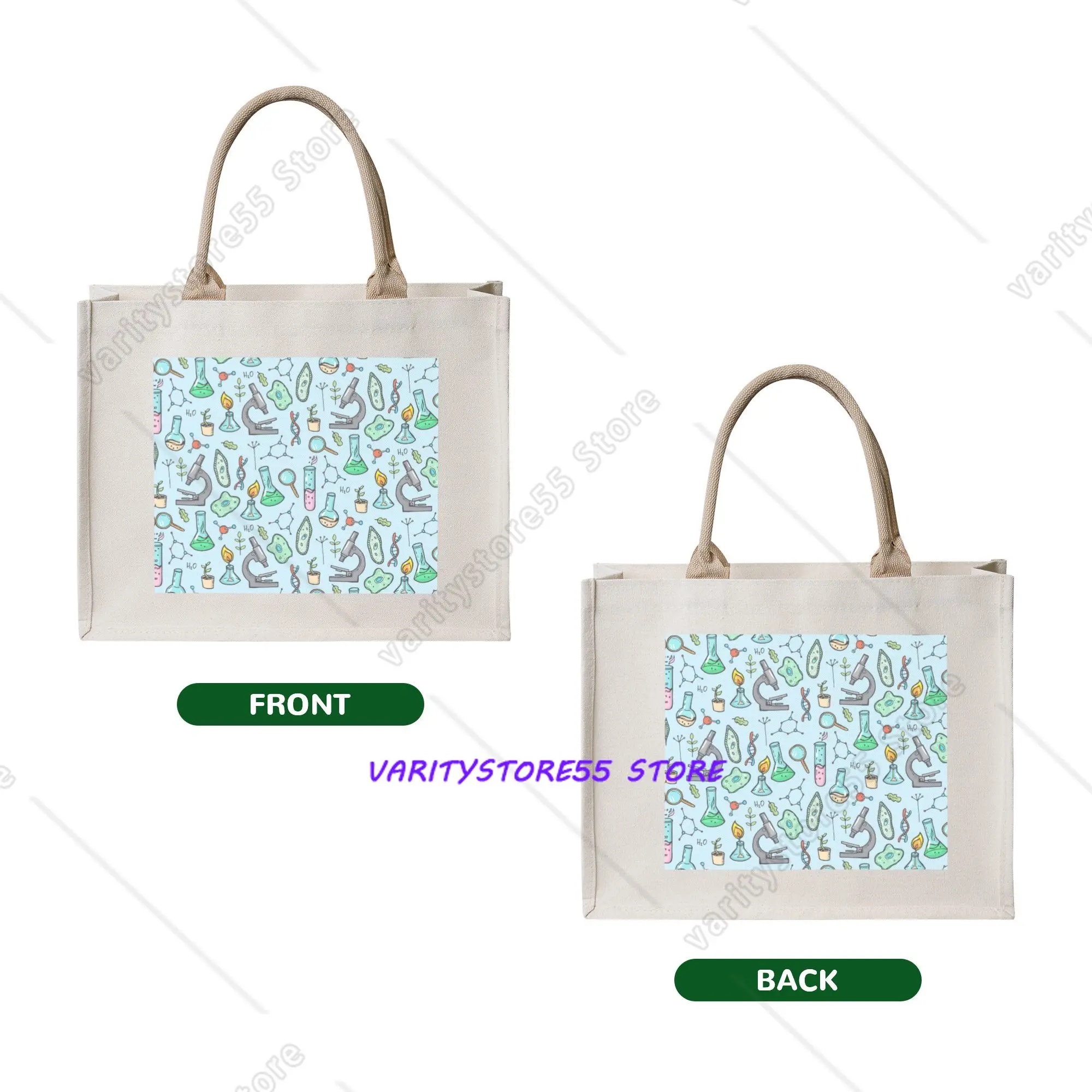 Funny Printing Biology And Chemistry Shopping Tote Bags Portable Shopper Shoulder Natural Science Studies Handbag