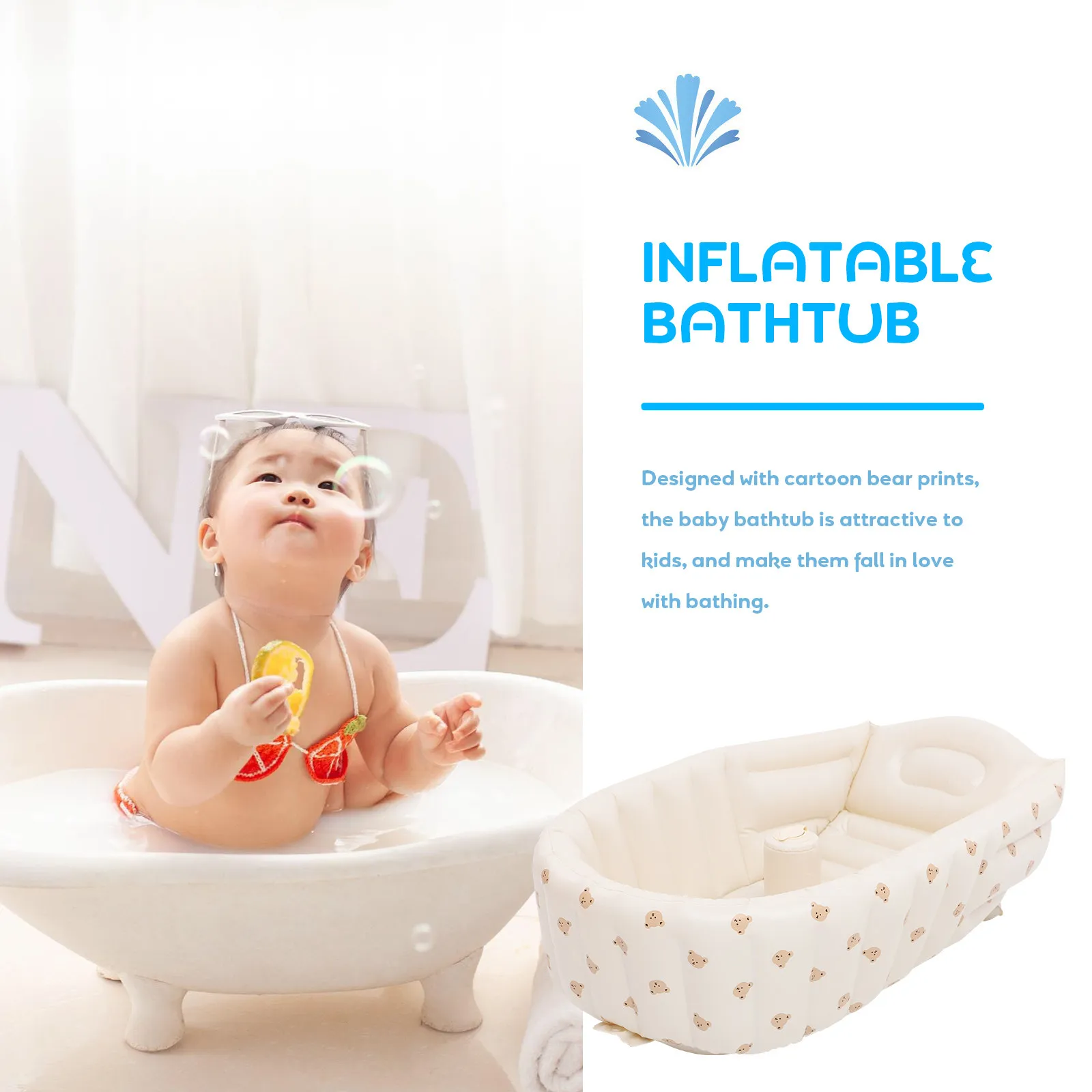 Baby Shower Tub Bather Infant Inflatable Bathtub Travel Cartoon Children's Bathing Folding Bathtubs for Newborn