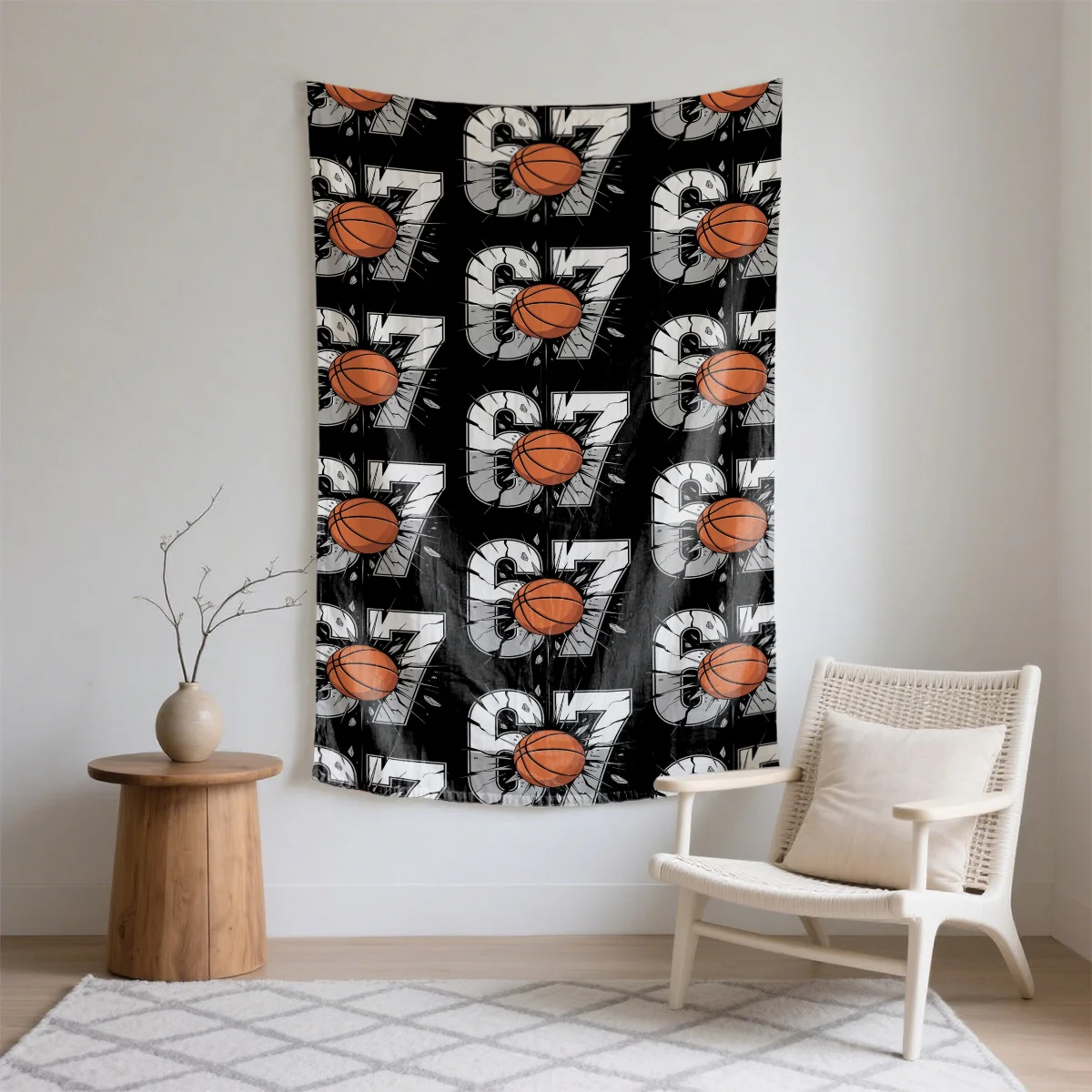 Repeating 67 with s and craed effect Digital printing polyester wall tapestry suitable for use living rooms offices bars party
