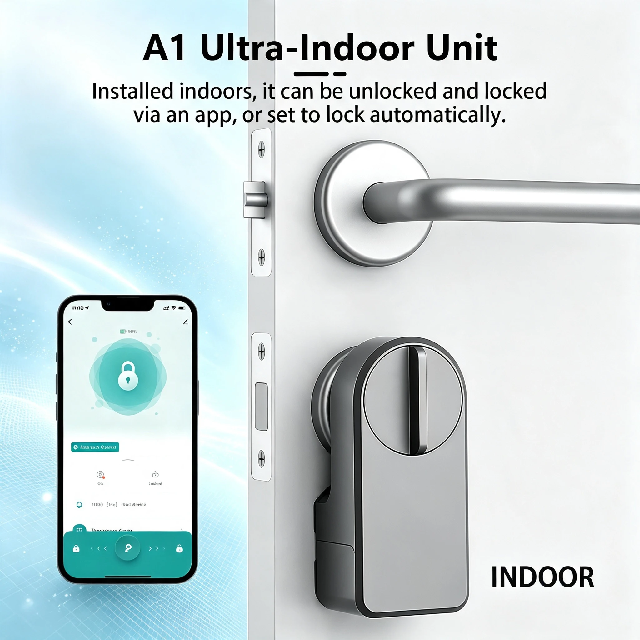 CDOK A1 Ultra Smart Lock, Electronic Lock, Tuya Bluetooth Lock, Multi-functional Unlocking, No-Drill Adhesive Installation