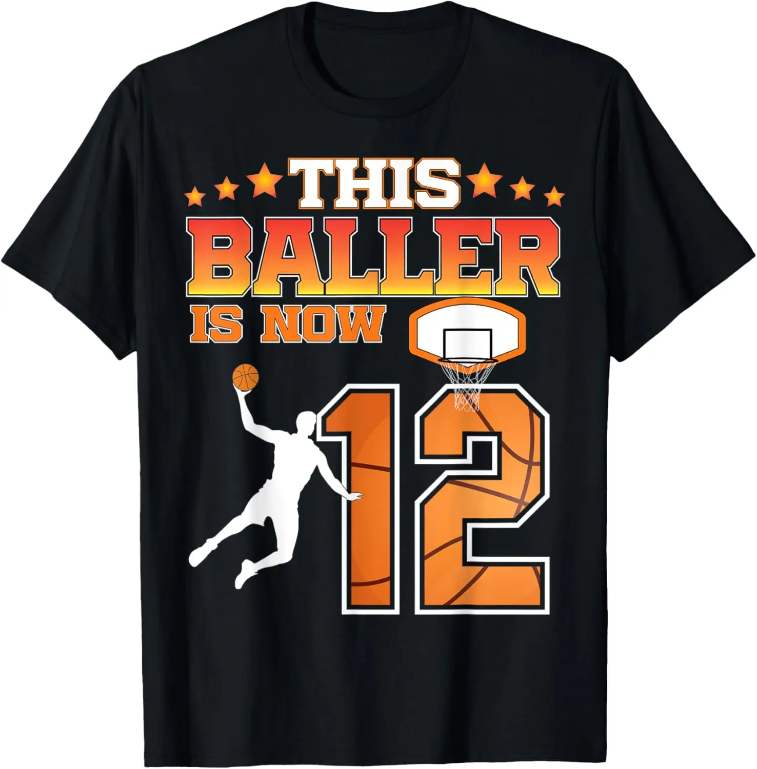 This Baller Is Now 12 Years Old 12th Birthday Basketball Boy T-Shirt