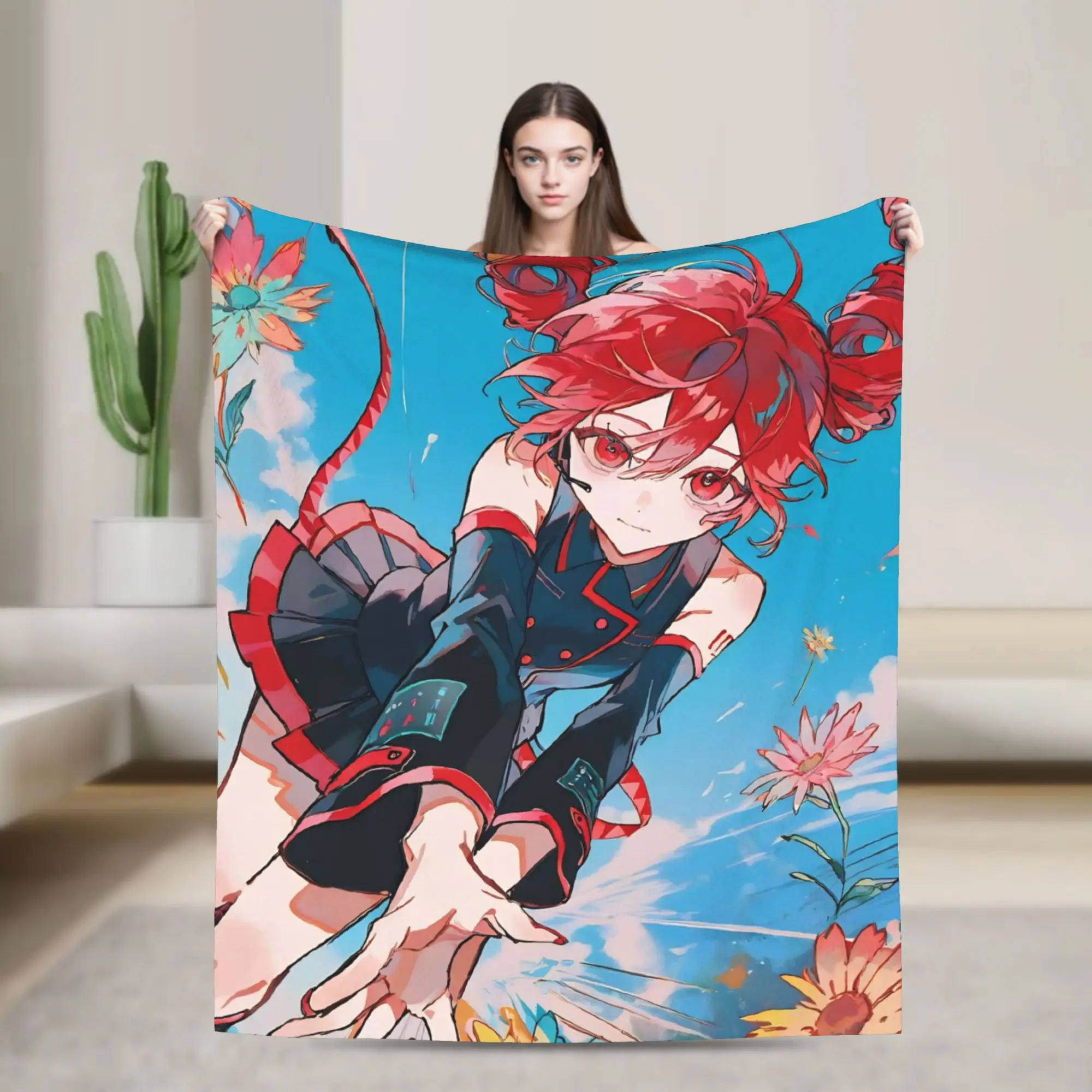 Kasanes Tetos Blanket Flannel Anime Vtuber Warm Throw Blankets for Bed Bed Rug