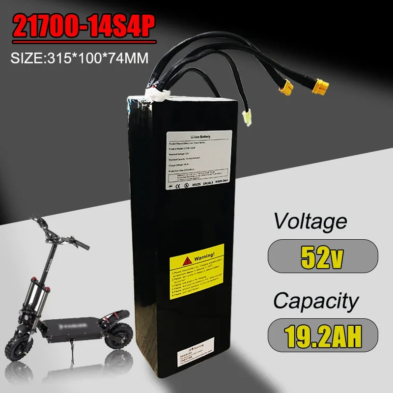 14S4P 52V 19.2Ah Lithium-ion Battery Pack 21700 19200mAh Dual Port Fast Charging ,Suitable for Dual Drive Scooters