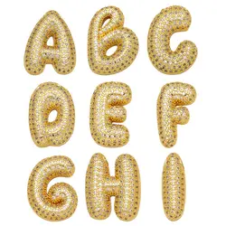 OCESRIO Chunky CZ 26 Initial Bubble Letter Pendant for Necklaces Gold Plated Initial Name Custom Jewelry Making Supplies pdtb558