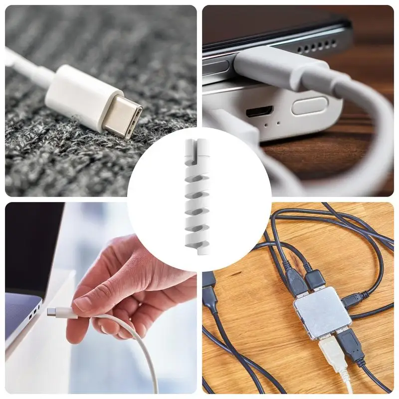 Pelindung kabel Data 6 buah pembungkus kabel fleksibel Spiral pelindung kabel Charger pelindung kabel Spiral kartun