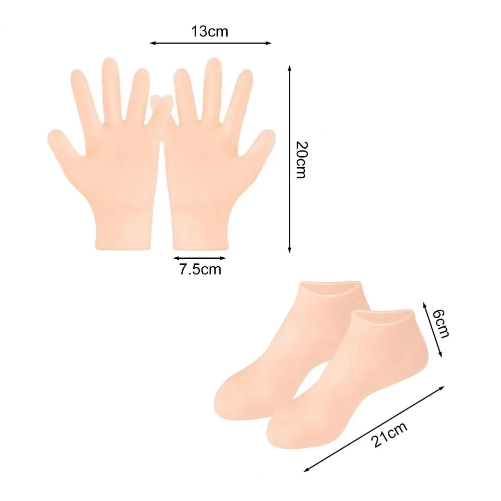 Hand Foot Moisturizing Gloves Silicone Gel Spa Gloves Socks Set for Dry Cracked Skin Calluses Treatment Hand Foot for Soft