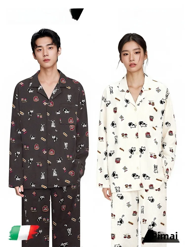 

Cute PinkBread Chef Cartoon Cotton Pajamas Long Sleeve Long Pants Couples Sleepwear Spring Autumn Home Clothes Outfit