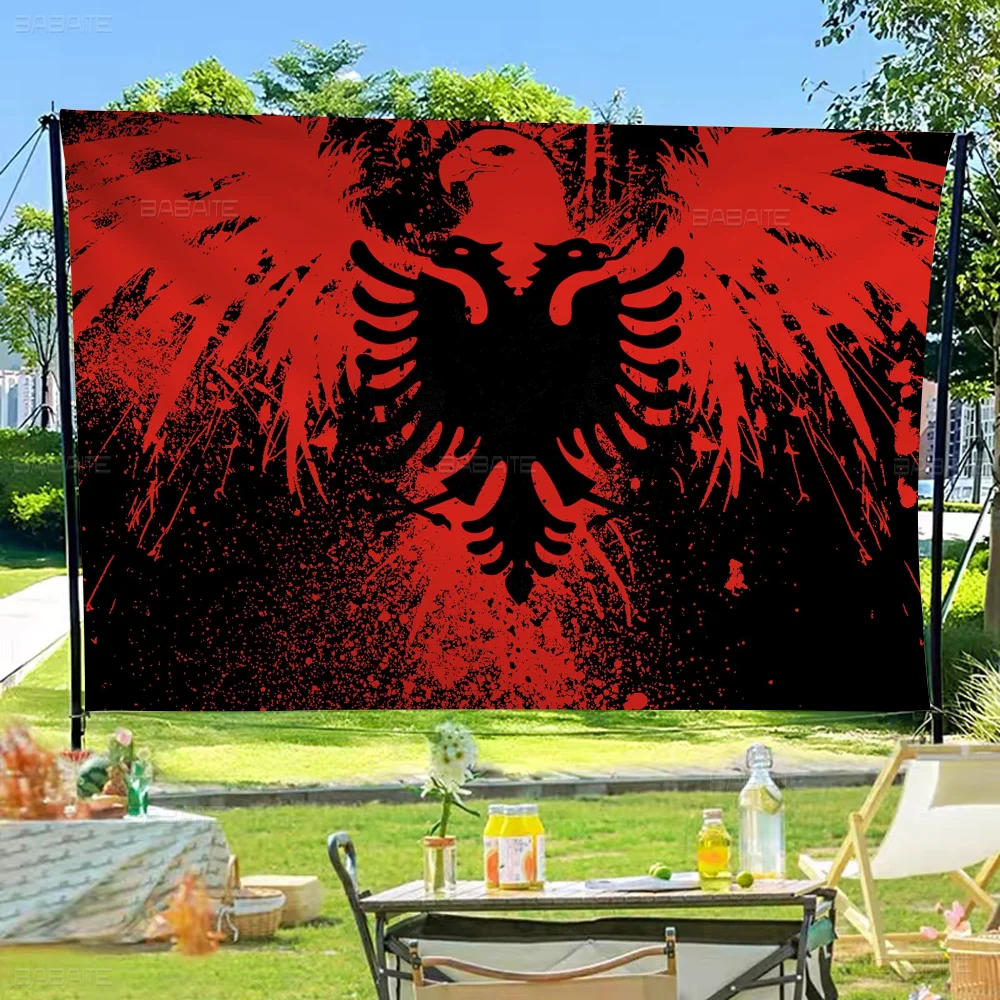 Albania Flag Creative Pattern Hanging Flag Polyester Printed Banner Hand Pulled Flag