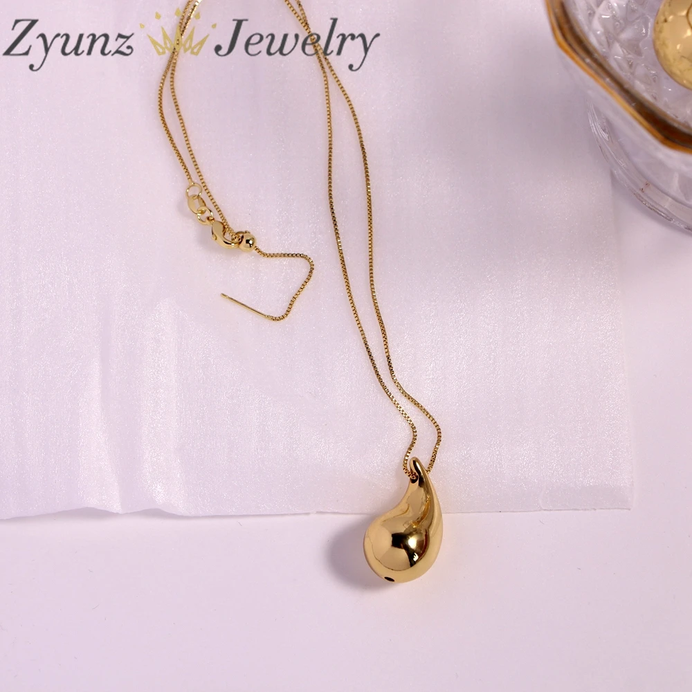 5pcs, Vintage Gold Color Plated Chunky Dome Drop Necklaces for Women Fashion Glossy Thick Teardrop Necklace Jewelry Gift