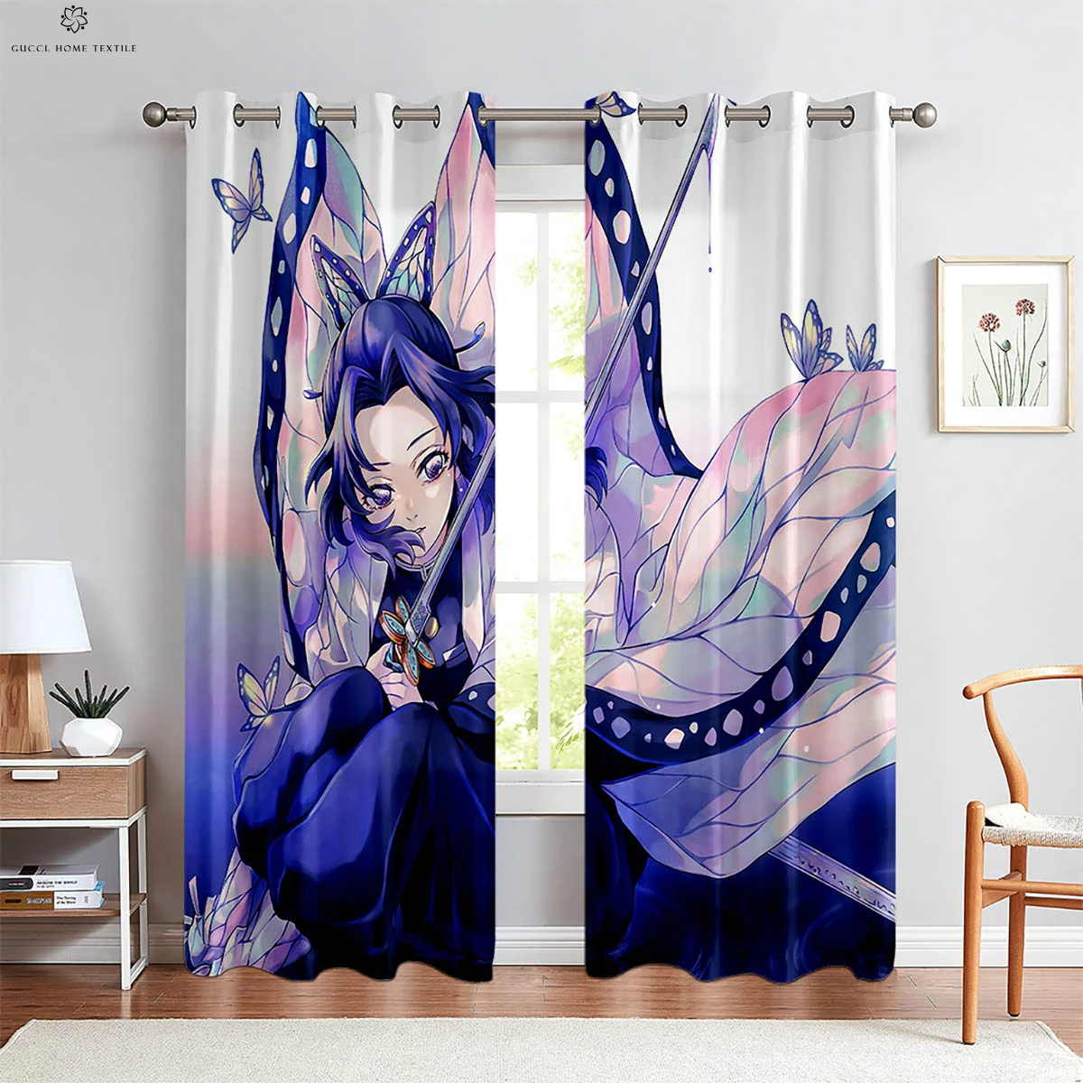 

Anime Cartoon Girl Japanese Comic Print Curtains, Children's Room, Dormitory, Living Room, Study, Decorative, 2 Pcs