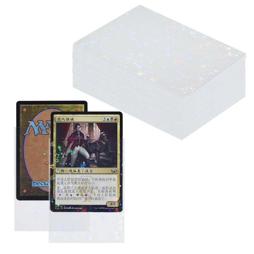 60 Stück Holografische Sternkartenhüllen Standardgröße 66x91mm für TCG/MTG Spielkarten Idol-Foto Sportkarten Schützen Sie Ihre Karten – Detail 14