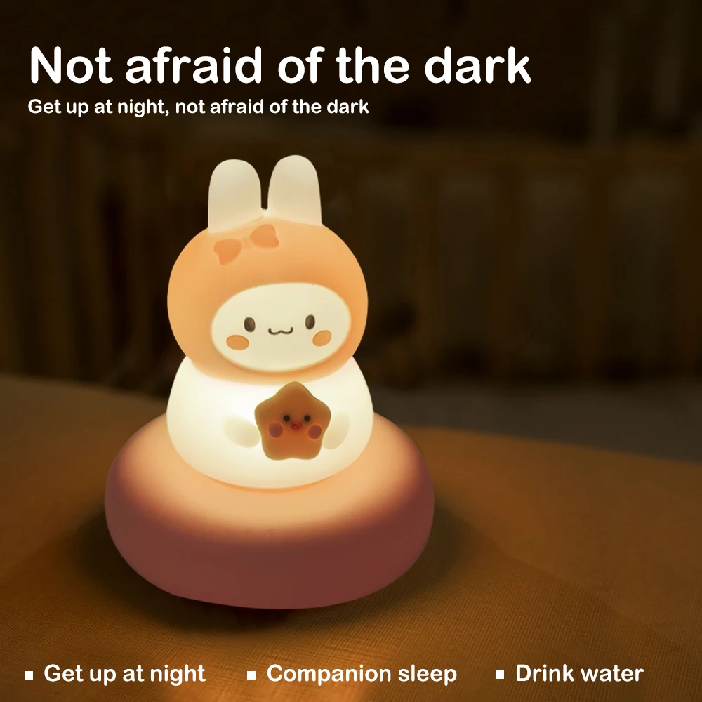 Cute Animal Night Light Novelty 3 Level Dimmable Nursery Nightlight USB Rechargeable Table Lamp for Breastfeeding Toddler Baby