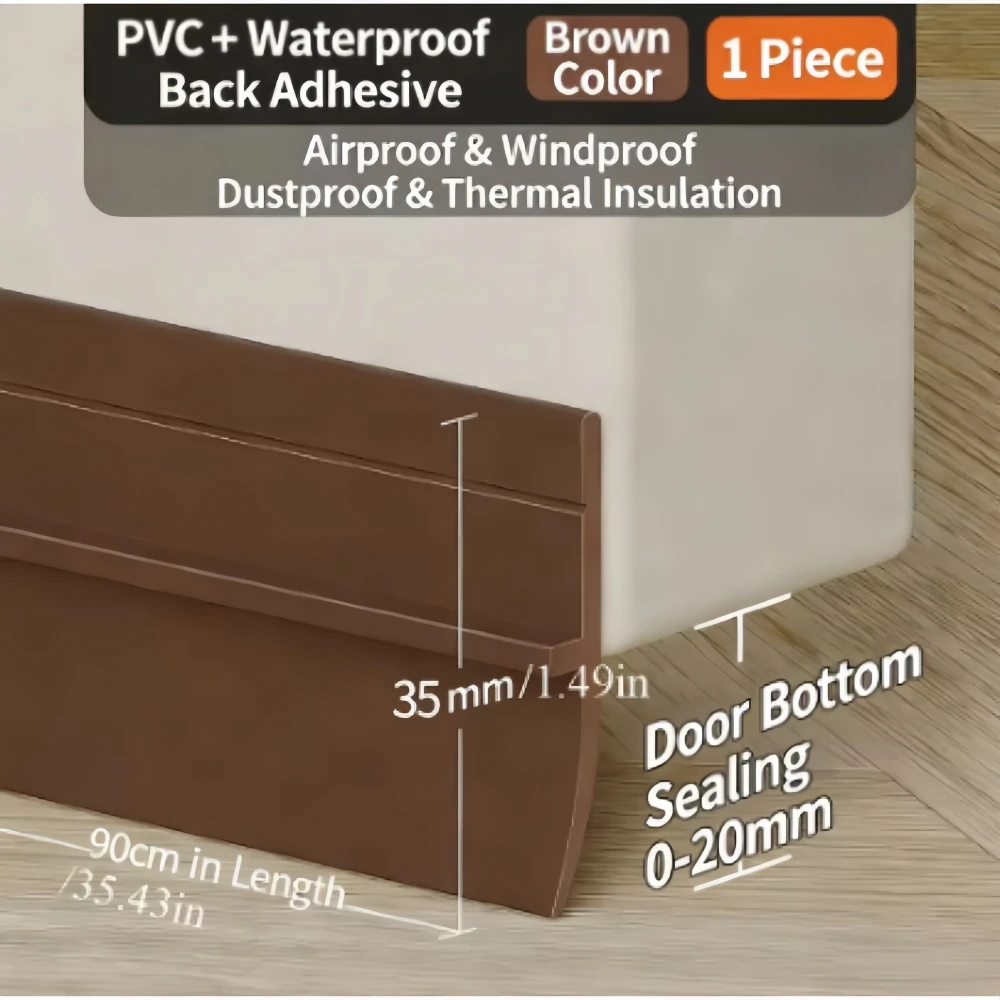 1PC Thick Windproof Door Bottom Seal Strip - Self-Adhesive for Anti-Theft, Soundproof, Waterproof Glass and Wooden Doors