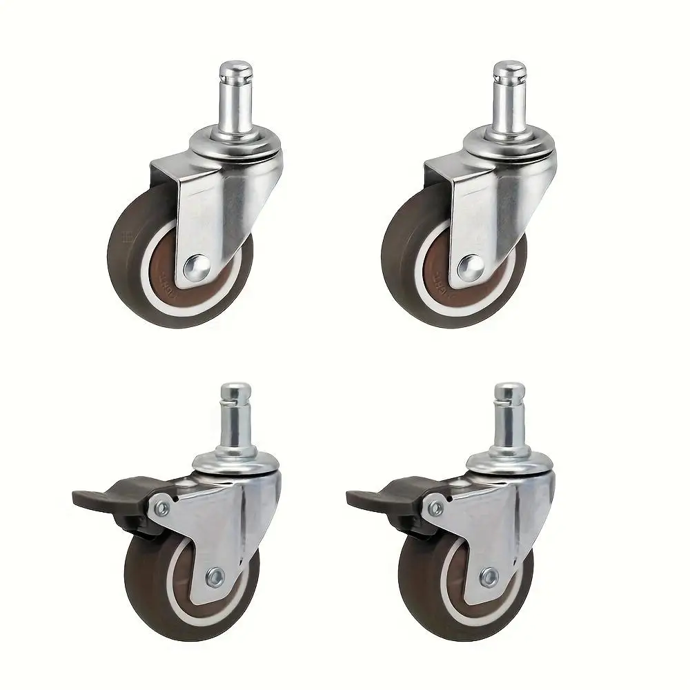 4 Pcs 1 Inch TPR Insert Rod Caster Wheels, Universal 360 Degree Rotary Bar Castors for Shopping Carts, Furniture,Dolly,Workbench