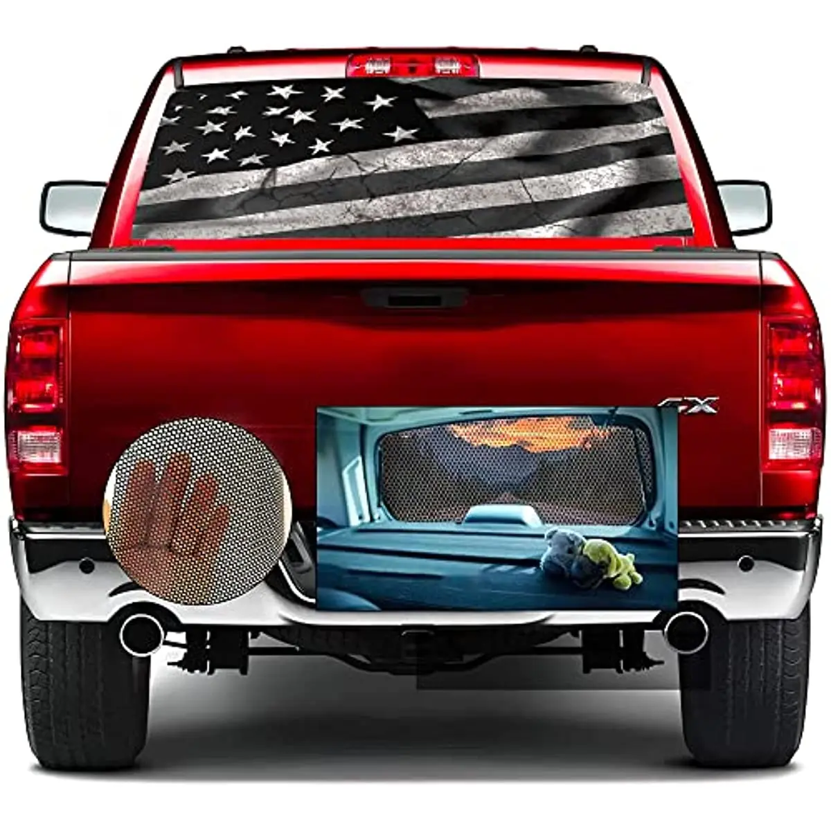 

Gadgetstalk 65"x22" Car Rear Window - Black & White American Flag - Truck Decals Bumper Stickers Graphics for Car Trucks SUV 4th
