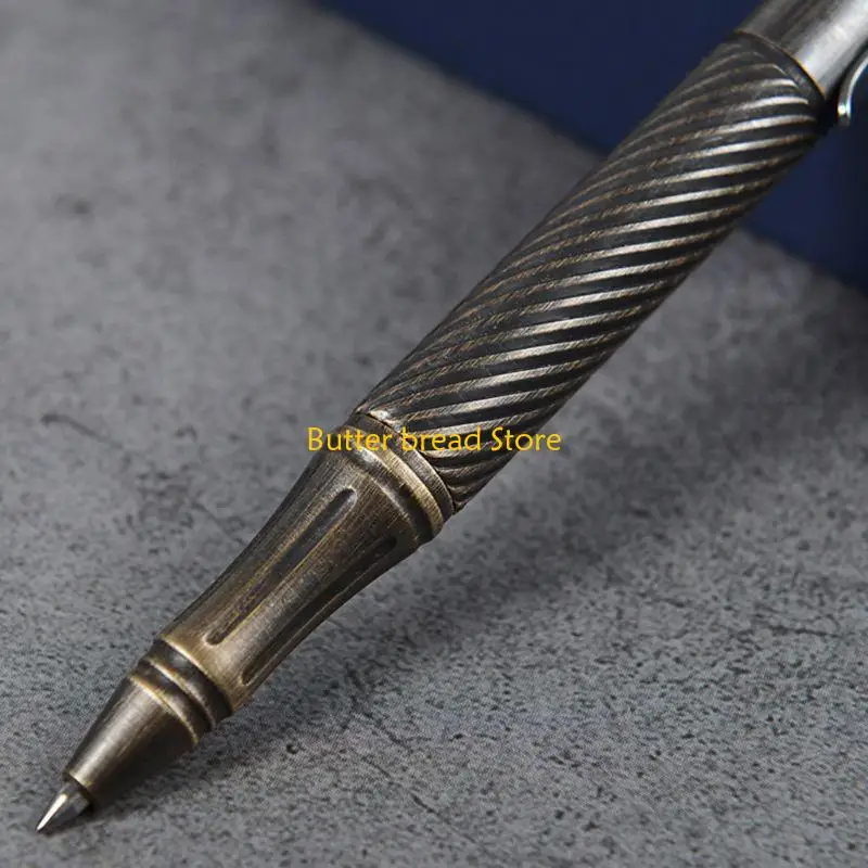 

W89C Solid Handmade Brass Gel Pen Retro Twist Pattern Bolt Action Writing Tool