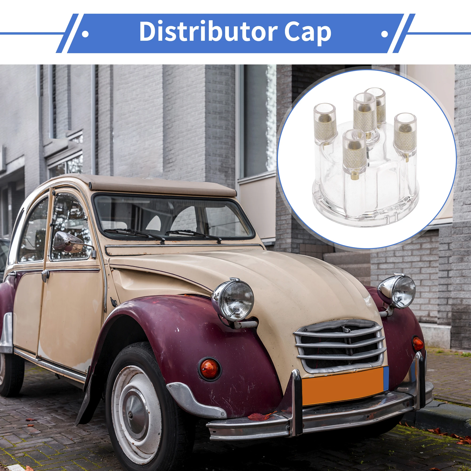 UXCELL Distributor Cap Compatible for VW Bus Ghia Buggy, Durable ABS and Copper Clear