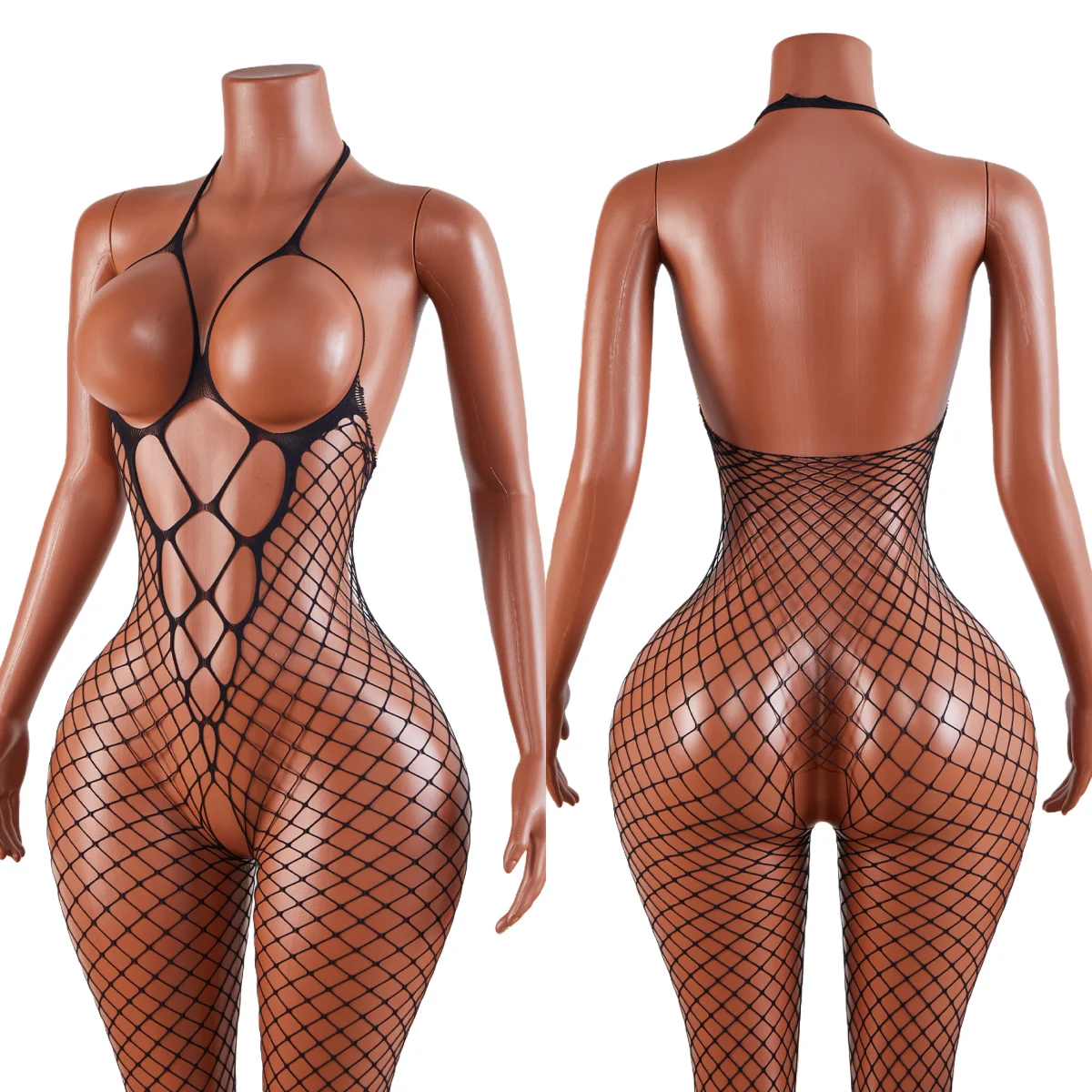 

Черное прозрачное сексуальное белье: модный комбинезон-боди из сетки с открытым бюстгальтером, прозрачный пеньюар без промежности, костюм для сна