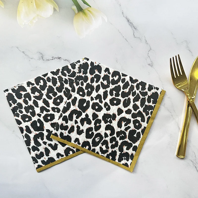 20pcs 33cm 2Layer New Leopard Print Napkins Party Atmosphere Decoration Paper Creative Mural Paper DIY Decoupage Paper