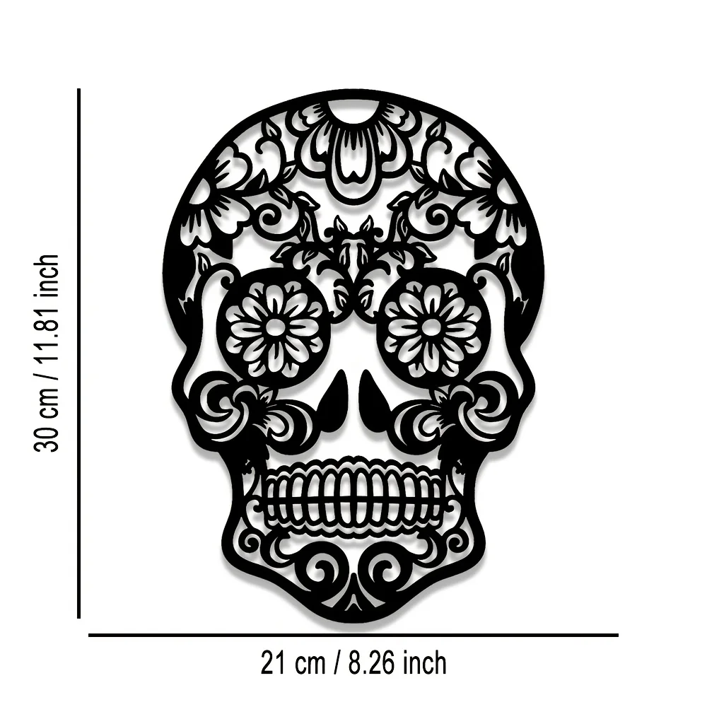 Vintage Sugar Skull Metal Wall Art Iron Decor Easy to Hang for Halloween Gift