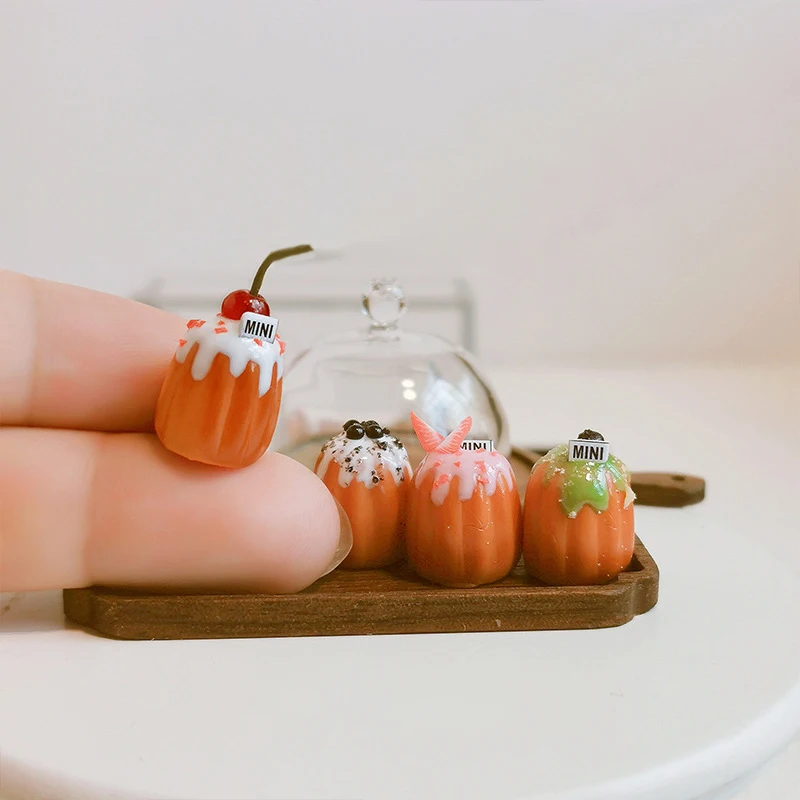 4 Stuks 1/12 Poppenhuis Simulatie Mini Cake Dessert Model Pop Thuis Keuken Voedsel Decoratie Poppenhuis Micro Scène Foto Props